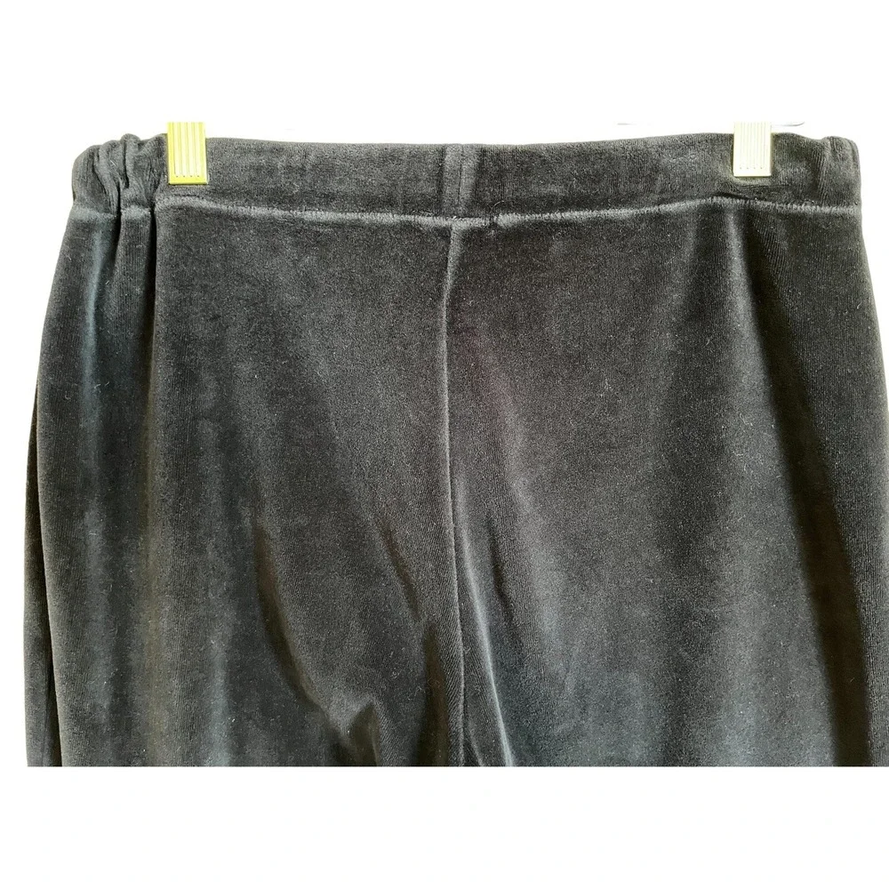 J Jill Pants Womens SP Black Velour Stretch Elastic Waist Wide Leg Cozy Casual